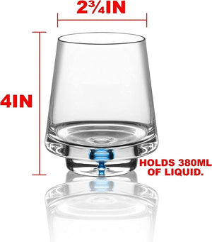 Crystal Bubble Base Whiskey Glass - 4 Colors Set 12.5 oz