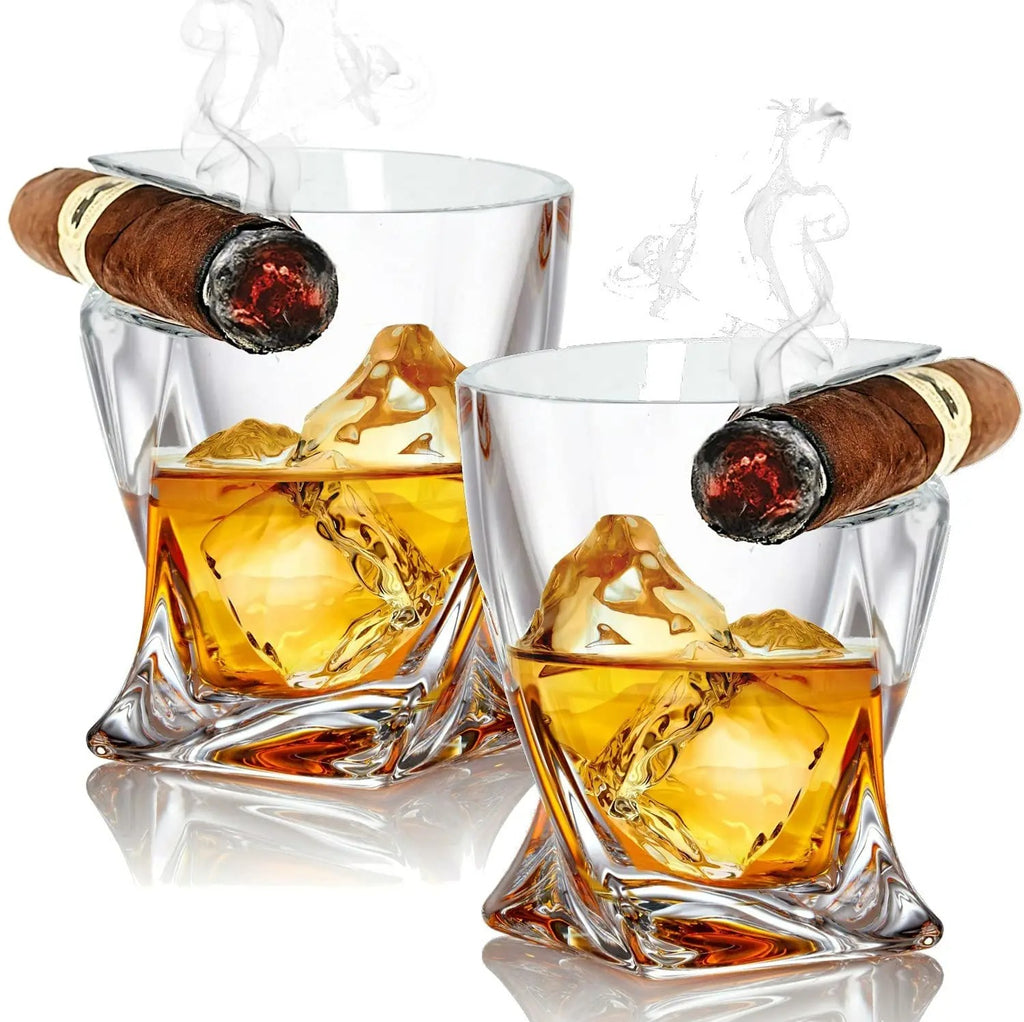 Cigar Whiskey Glass - Old Fashioned Twist Whiskey Glass 2 Pack
