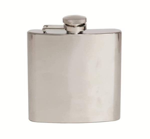 Plain Brushed Stainless Steel 6oz Hip Flask