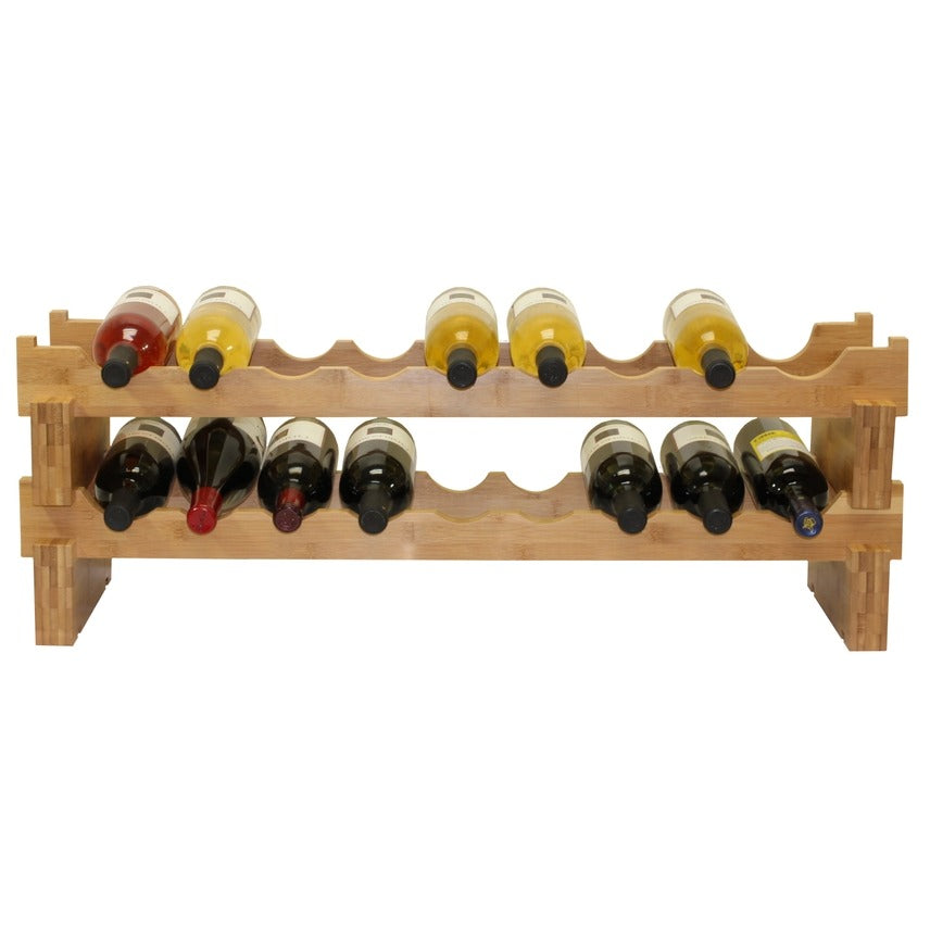 18-Bottle Stackable Bamboo Wine Rack