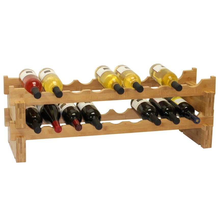 18-Bottle Stackable Bamboo Wine Rack