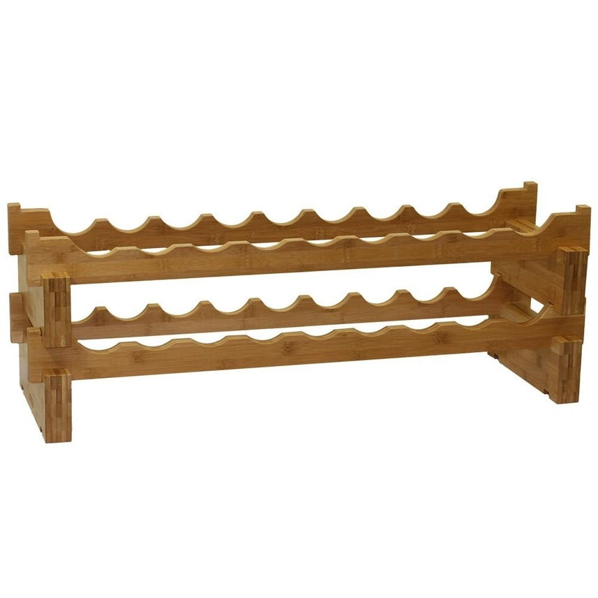 18-Bottle Stackable Bamboo Wine Rack