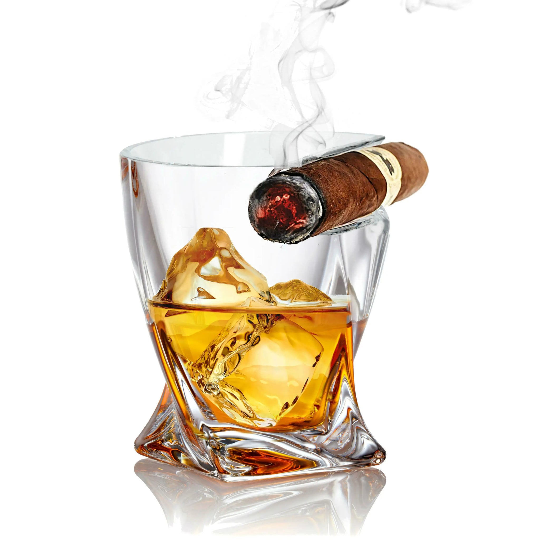 Cigar Whiskey Glass - Old Fashioned Twist Whiskey Glass 2 Pack